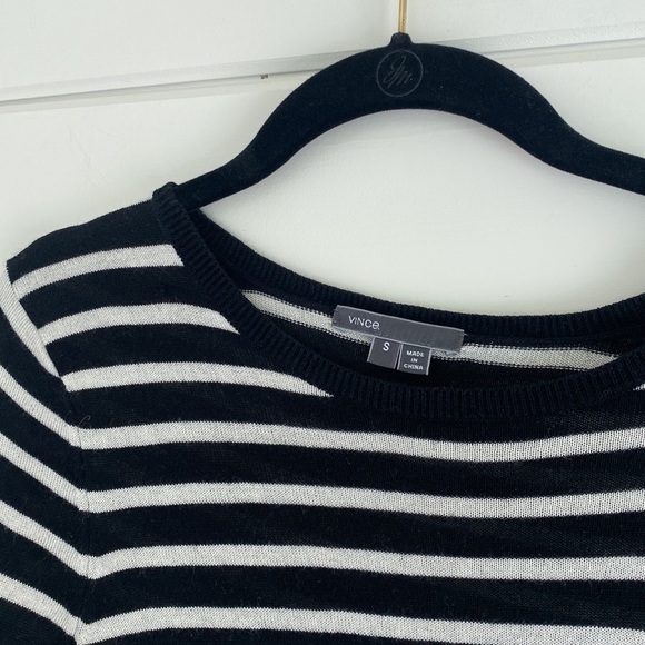 Vince | Long Sleeve Tee with Black and White Stripes | Great Condition - Picture 2 of 5